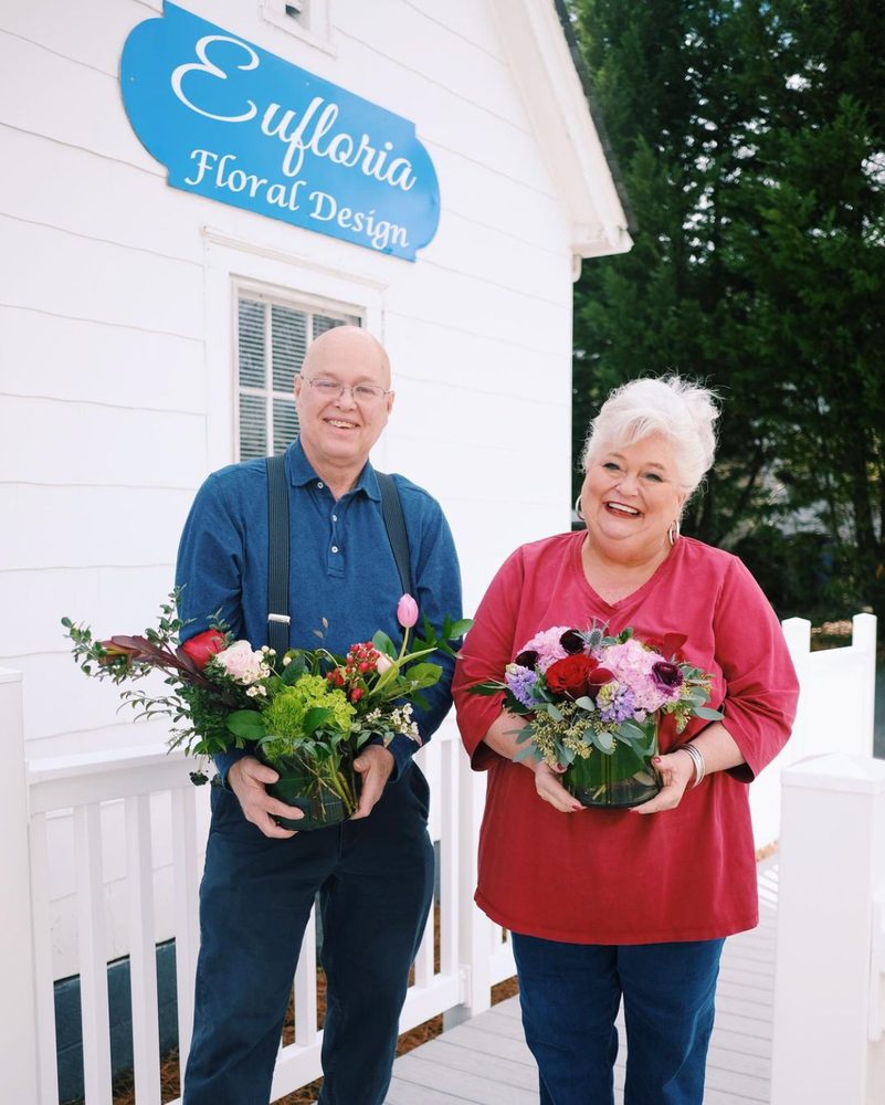 Eufloria owners Lisa Irvin and Karl Hastings outside the shop